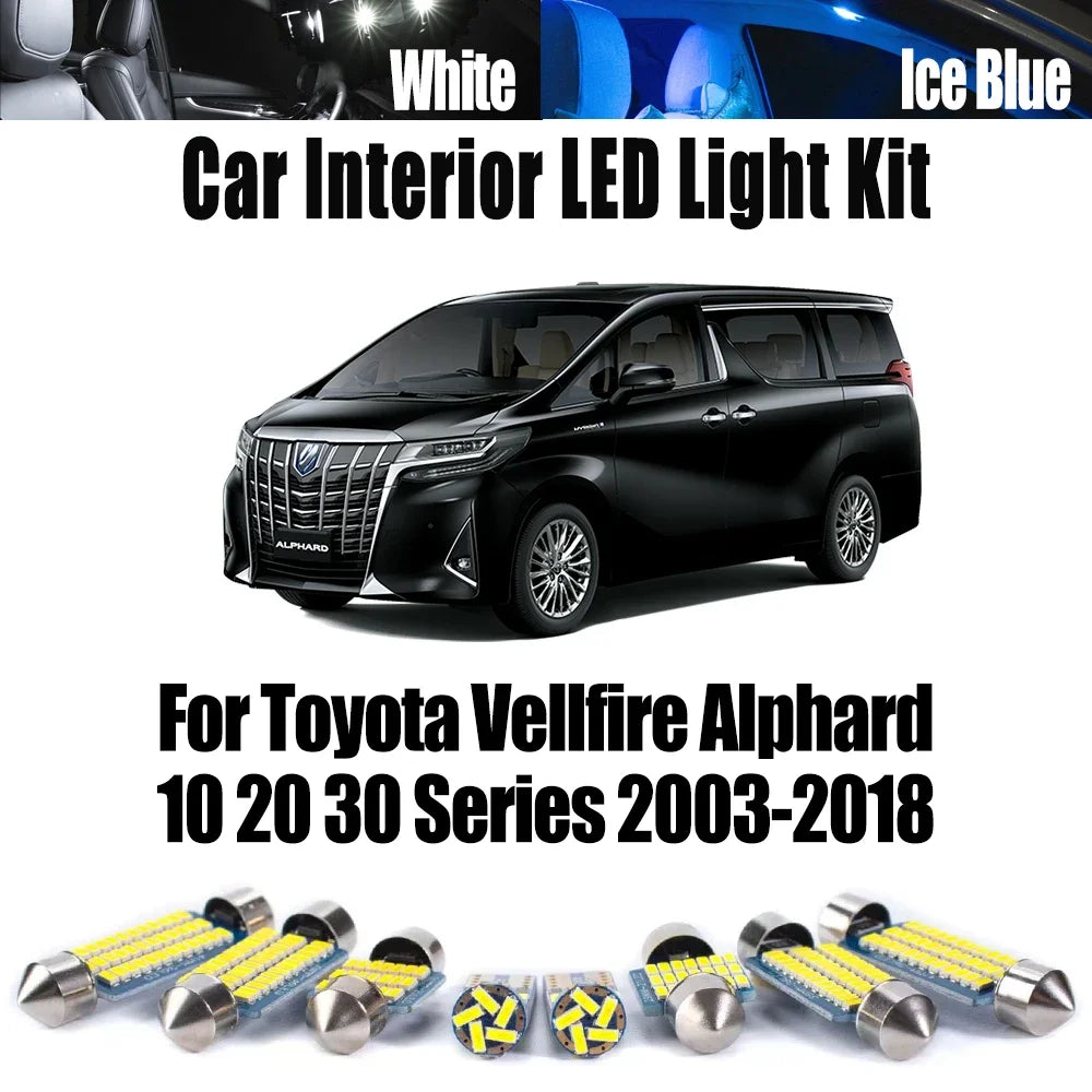 LED Interior Light Kit for Toyota Vellfire Alphard 10 20 30 Series 2003-2018 - Canbus Dome Map Door Trunk Bulbs | AUT...