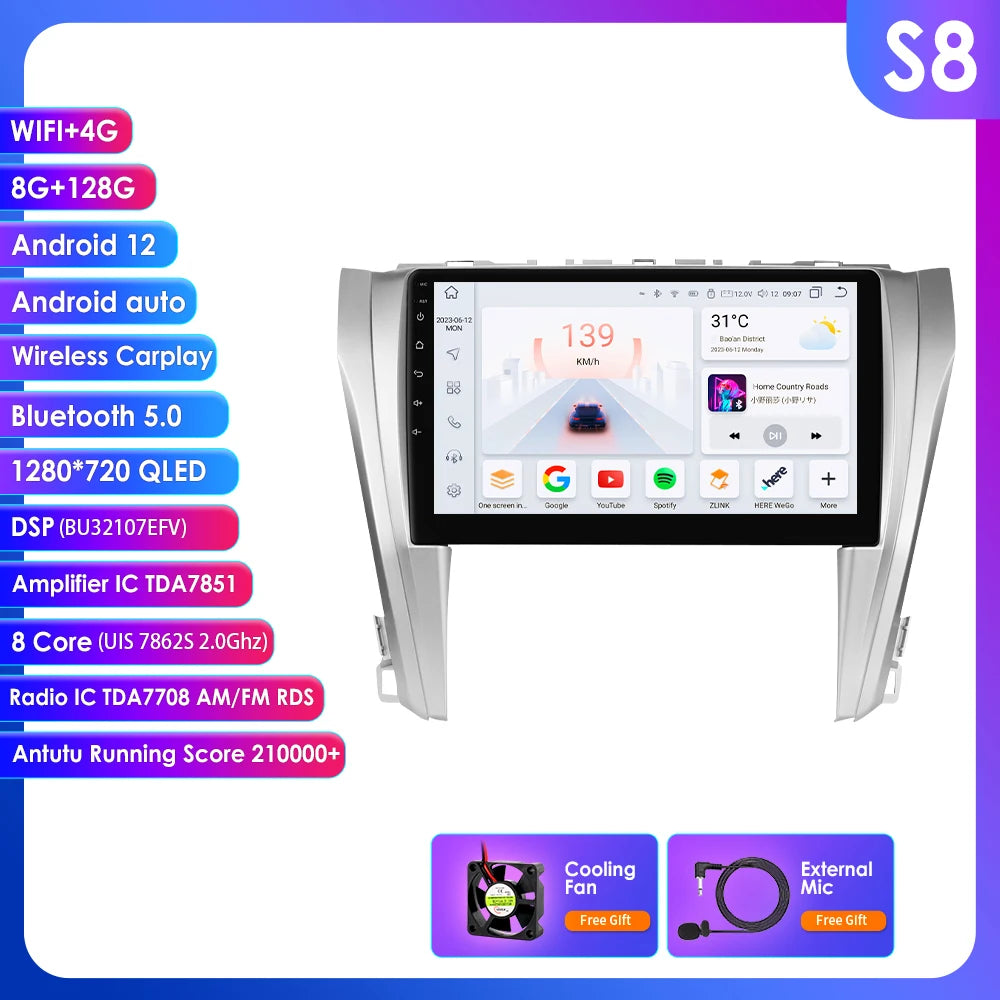 10.1"Android 13 Auto Car radio for Toyota Camry 2015-2017 Multimedia Player 4G Autoradio G