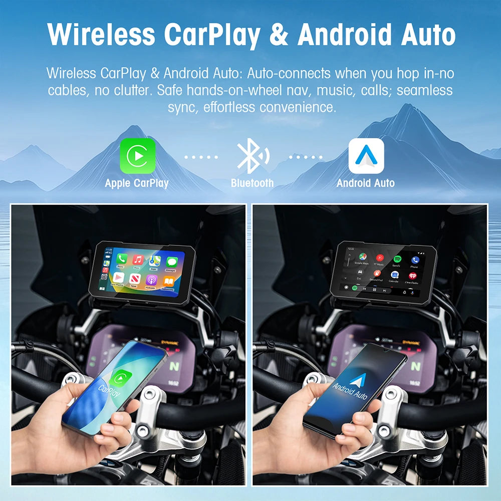 5 Inch Touch Screen Motorcycle CarPlay Screen Support Wireless CarPlay and Android Auto IP | AUTOKITSHOP