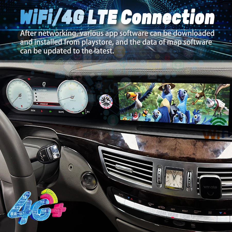 LCD Dual Screen with Smart Clock For Benz S Class W221 S250 S350 2006-2013 Carplay Android | AUTOKITSHOP
