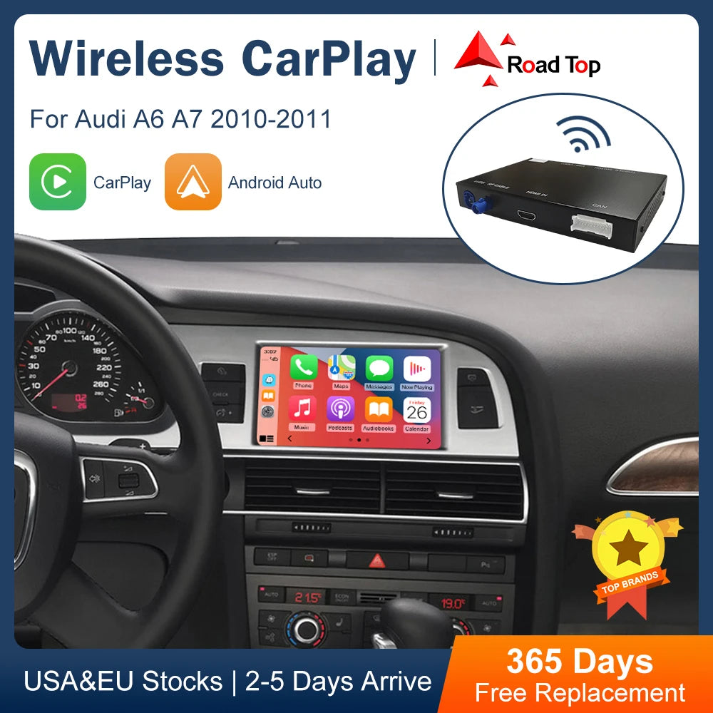 Wireless Android Auto Interface for Audi A6 C6 A7 C7 2010-2011 Q7 2010-2015 With CarPlay A | AUTOKITSHOP