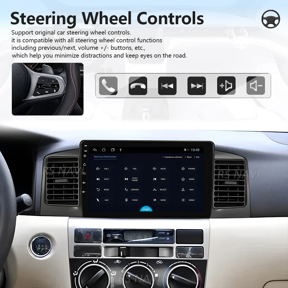 Plug and Play Android 16 For Toyota Corolla E120 2000 - 2004 Carplay Car Radio Multimedia