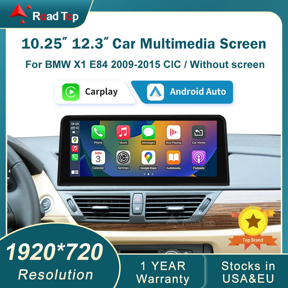 RoadTop 12.3'' Wireless Carplay Car Multimedia Touch Screen For BMW X1 E84 2009-2015 CIC I
