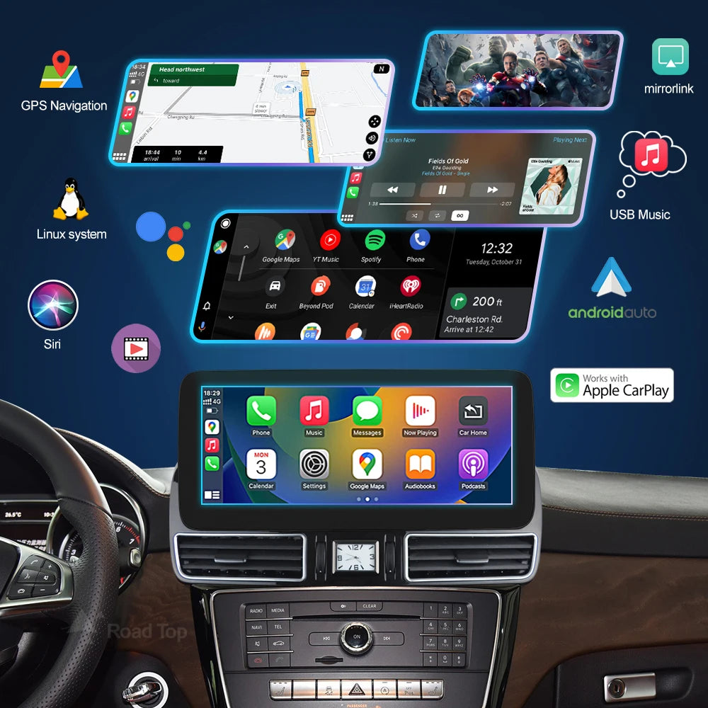 Road Top 12.3'' Multimedia Display For Benz GLE GLS 2016-2018 NTG5.0 Touch Screen Wireless | AUTOKITSHOP