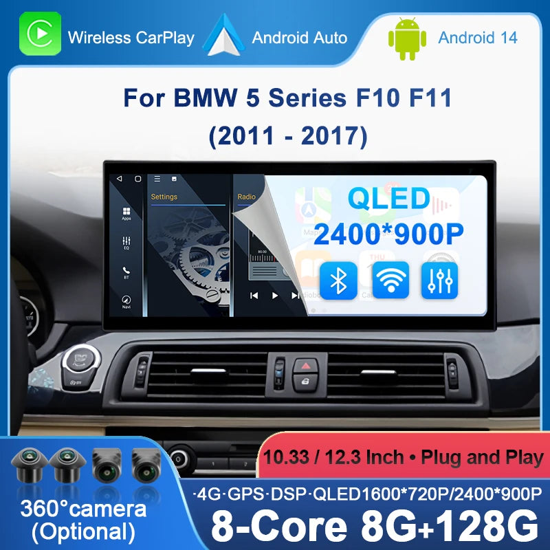 Wireless CarPlay Android Auto Car Radio Multimedia Player For BMW 5 Series F10 F11 2011-20