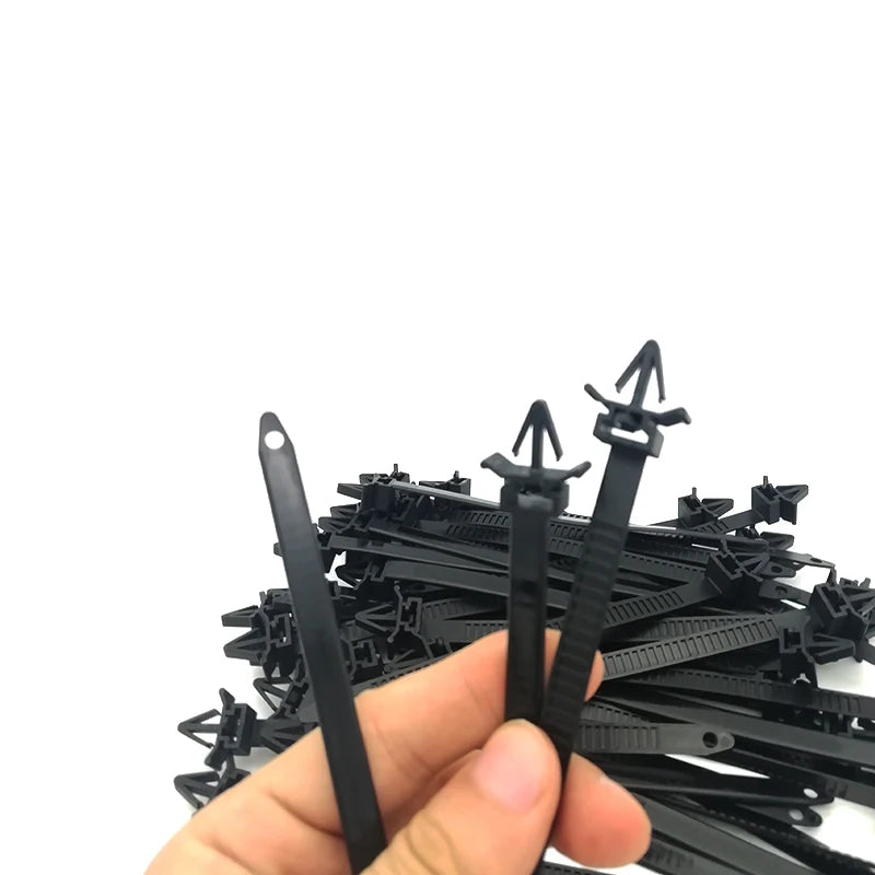 50pcs/lot Car Loom Fastener Mount Clip Releasable Tie Wrap Cable Fastening Zip Strap