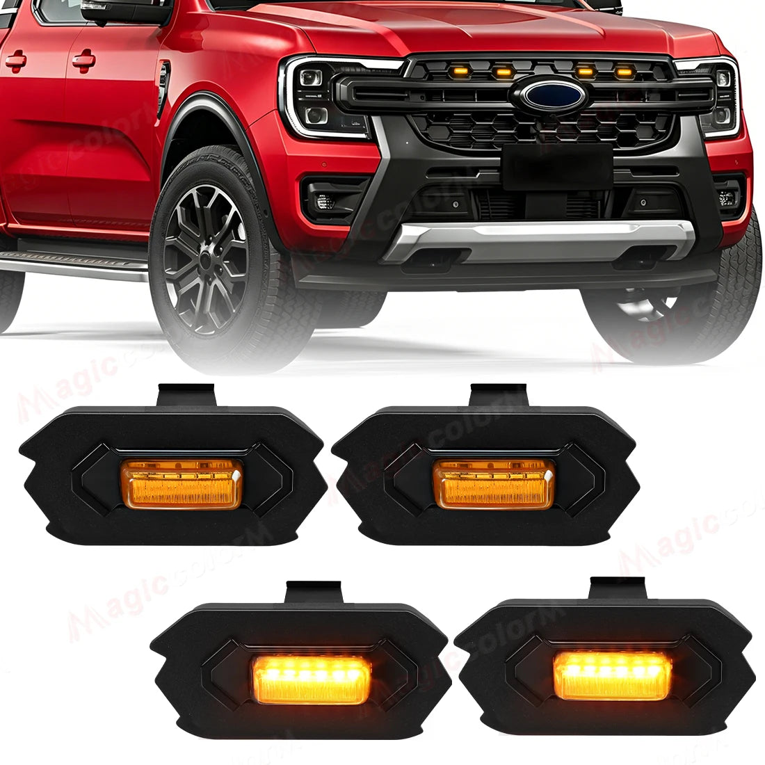 Car Front Grille Lights For Ford Ranger T9 2022 2023 2024 2025 Auto Grill LED DRL Daytime  | AUTOKITSHOP