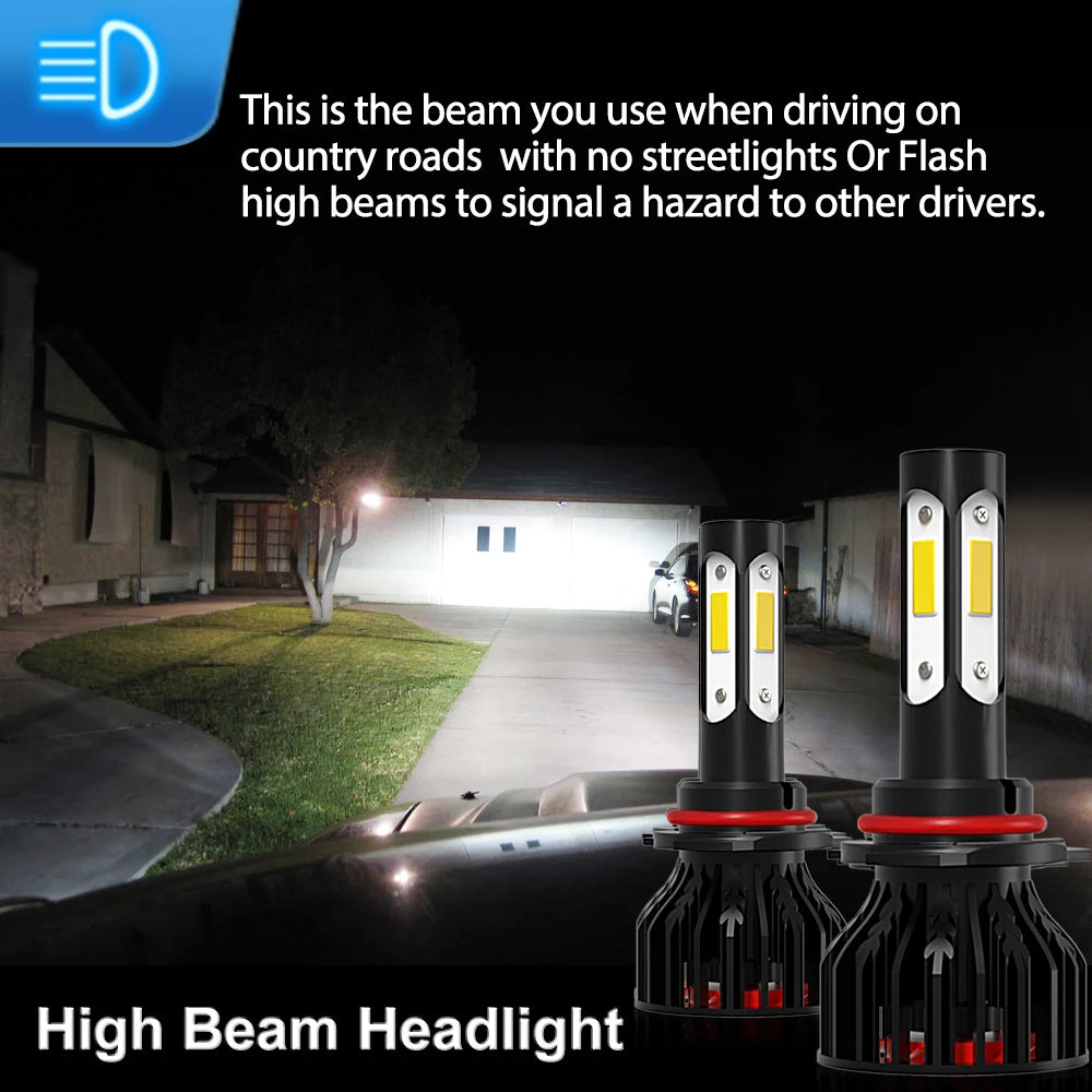 2/4Pcs LED 9005 9006 Headlight 25000Lm Bulb 4Side Chip Canbus Light Turbo Lamp For Honda A