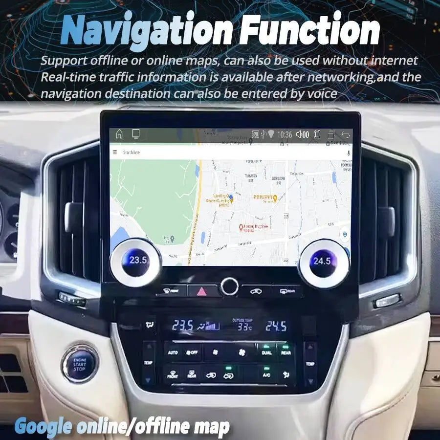 Navigation Stereo Android 13 GPS QLED Car Multimídia Player HU For Toyota Land Cruiser 201