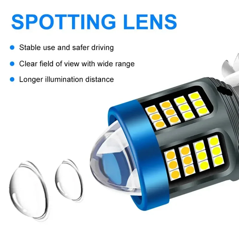H4 BA20D H6 LED Motorcycle Headlight CSP Dual Color White Yellow Hi Lo Beam Lens Fog Lamp