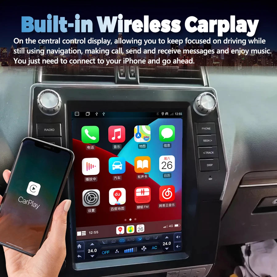Car Radio 12.1inch For Toyota Prado TXL 2020 Android Smart Screen Stereo GPS Navigation RD | AUTOKITSHOP
