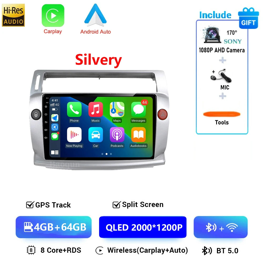 Android 16 For Citroen C4 C-Triomphe Quatre 2004-2014 Navigation GPS Multimedia Car Radio
