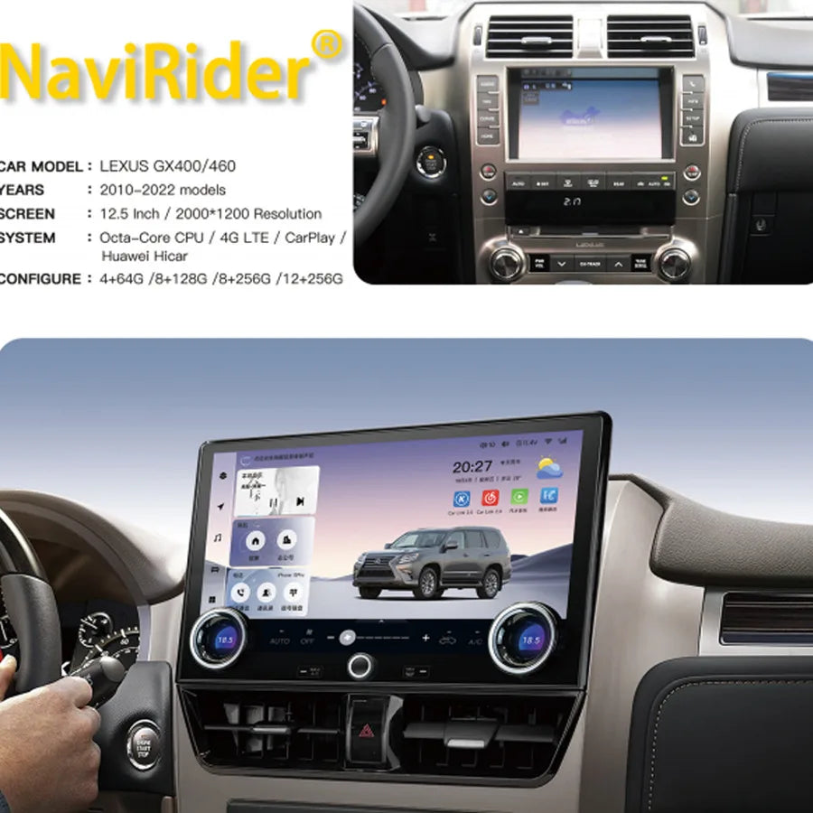 12.5inch Android14 Car Radio For Lexus GX400 GX460 2010-2022 8+256GB Auto Carplay Car GPS  | AUTOKITSHOP