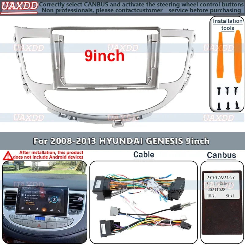 For 2008-2013 HYUNDAI GENESIS 9INCH 2 Din Car Stereo Radio Android Frame Kit Panel Center