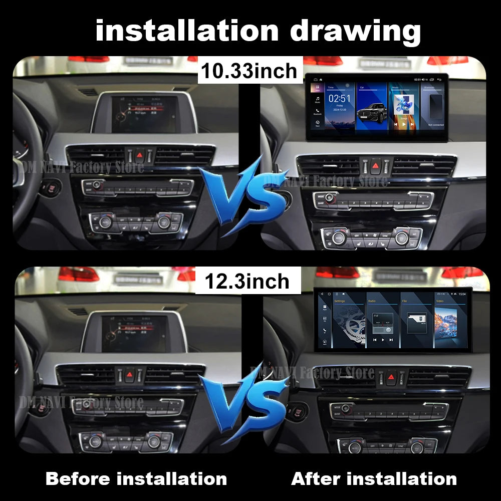 For BMW X1 X2 F48 F49 2016 - 2022 NBT EVO 12.3 Inch Android 14 QLEDTouch Screen Car Radio