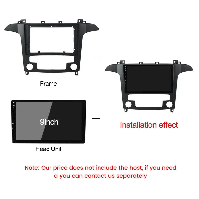 9 Inch Car Radio Stereo Panel for Ford SMAX S-MAX Black 2006 - 2015 Player Frame 2 Din Hea | AUTOKITSHOP