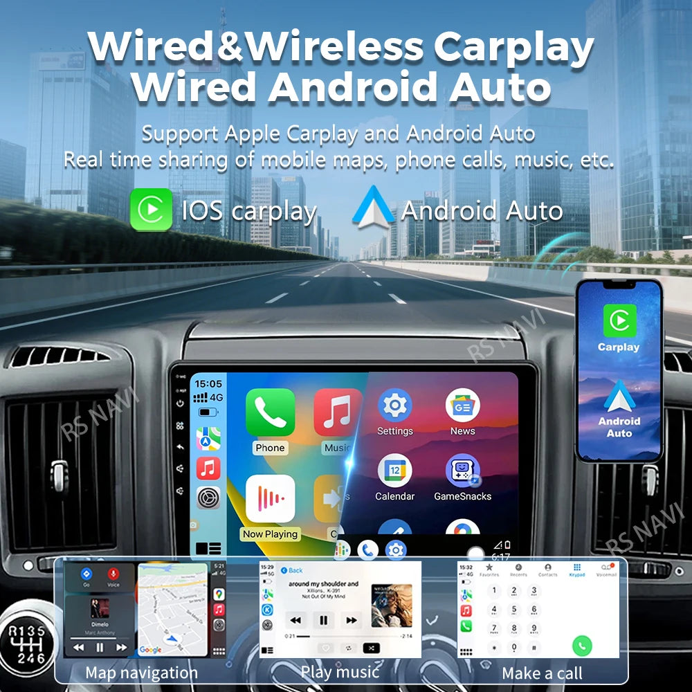 Android 16 Car Radio For Fiat Ducato Peugeot Boxer Citroen Jumper 2006 -2022 Wireless Carp