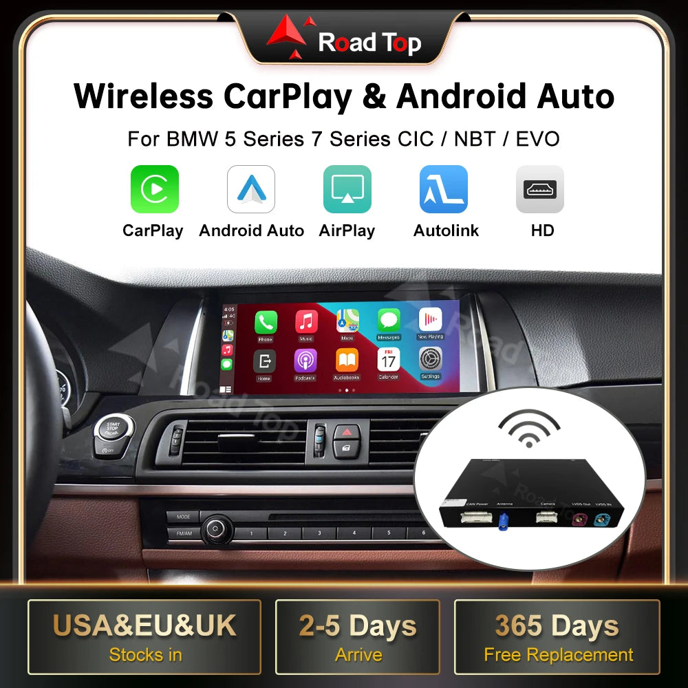 Wireless CarPlay for BMW Series 5 7 F10 F11 F07 GT F01 F02 F03 F04 2009-2020 with Android