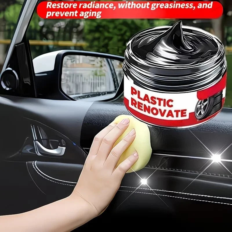 Plastic Scratch Repair Wax 80g With Sponge Car Interior Surface Restorer For Dashboard And Seat  - Automotive LED Light
