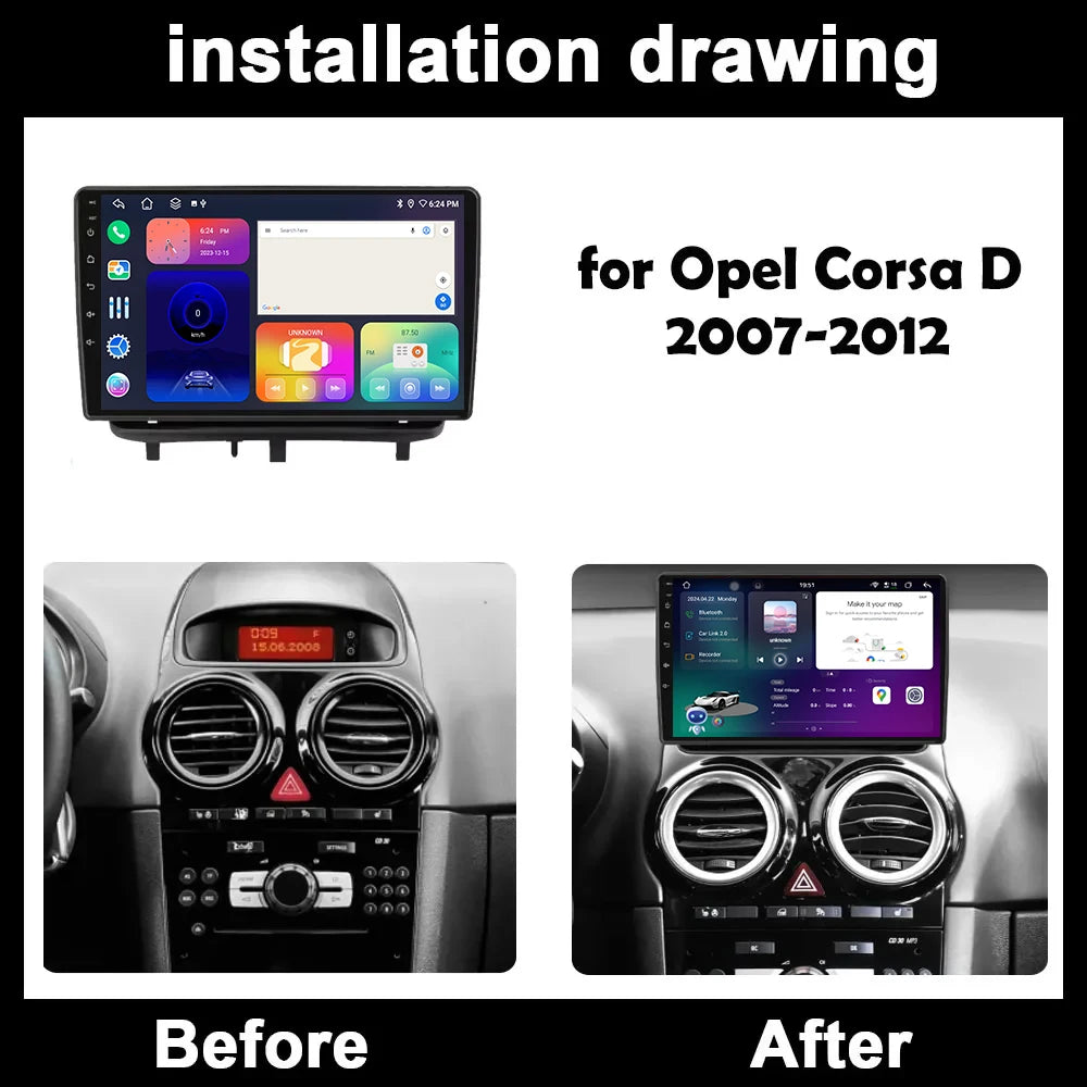 4G for Opel Corsa D 2007-2012 Car Multimedia Video Player Android 16 Wireless Carplay Scre