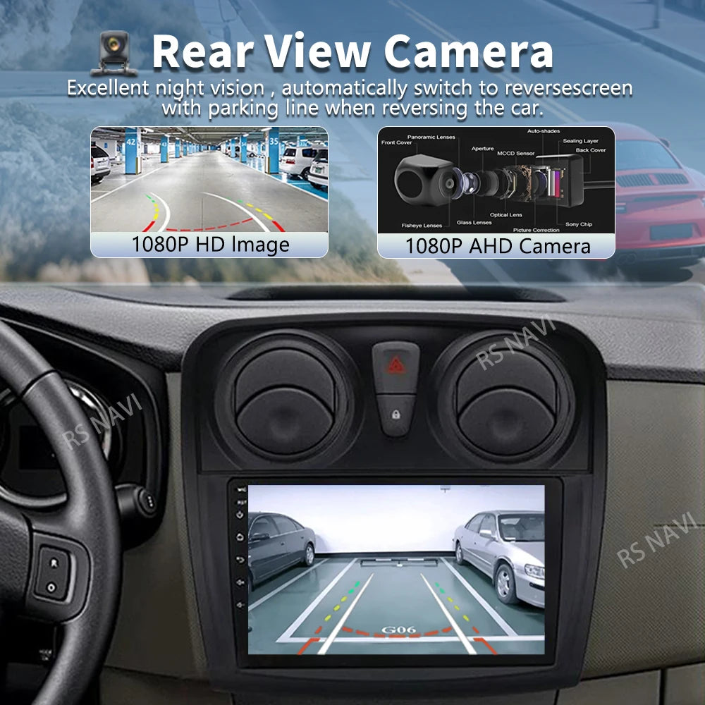 Plug and Play Android 16 2K QLED For Renault Sandero Logan 2 2014 - 2019 Car Radio Multime
