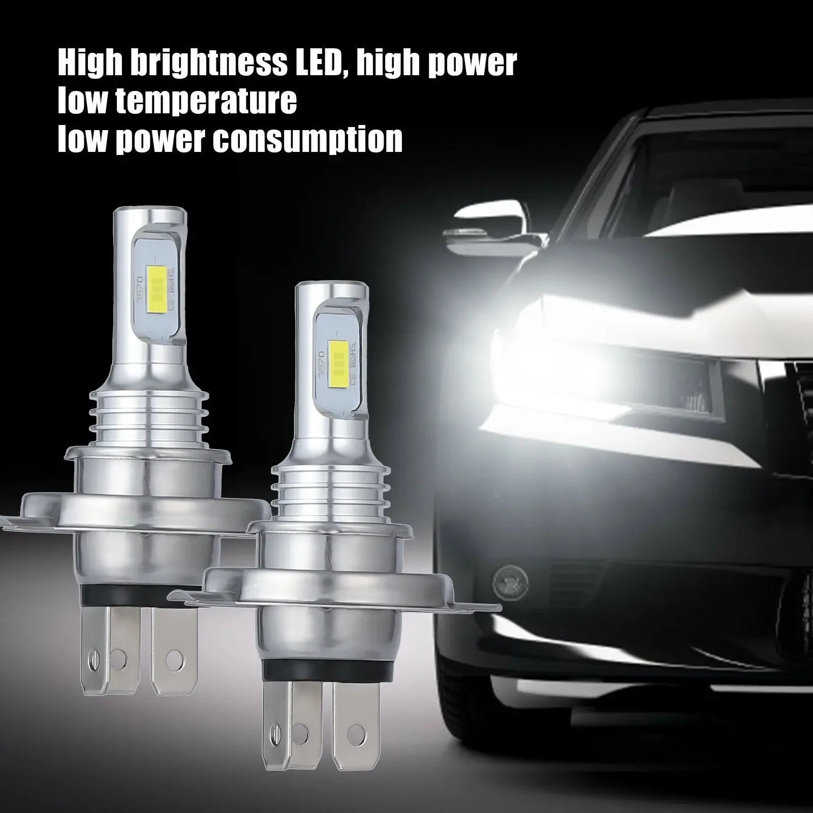 H4 Car LED Headlight Bulbs High Low Beam 6000K Super White Lights Car Fog Lights Auto DRL