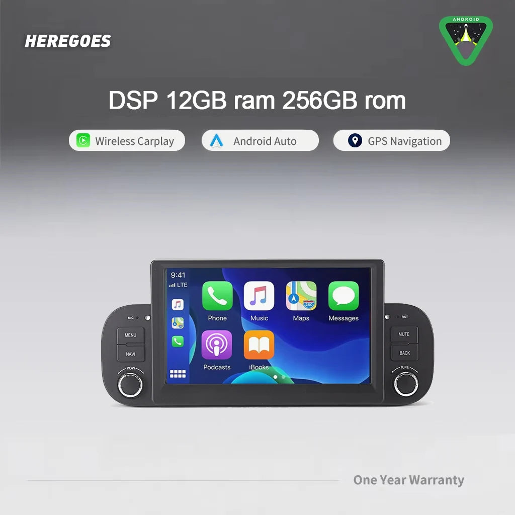 7" Android 15.0 Car Radio GPS 8 Core 12GB RAM 256GB CarPlay Multimedia Player for Fiat Panda 2013-2020 - High Performanc