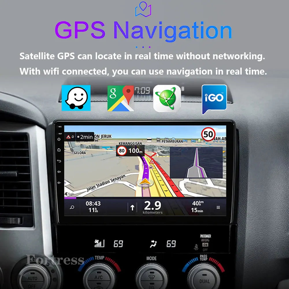 Android 16 Car Radio Multimedia Video Player For Toyota Tundra XK50 2007 - 2013 Sequoia XK