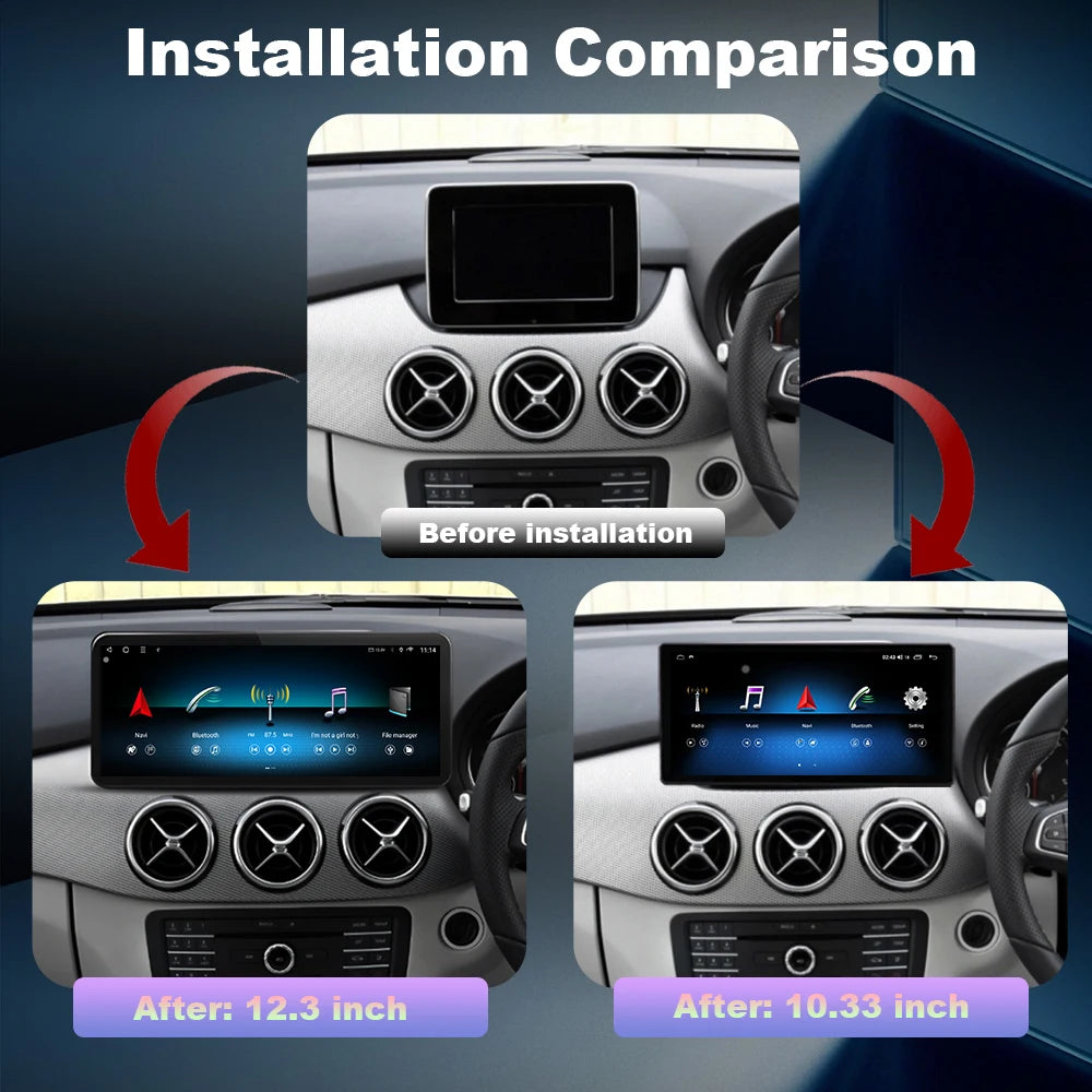 For Benz B-class W246 W245 2012 - 2019 Android14 DSP Stereo WiFi QLED Wireless CarPlay Car