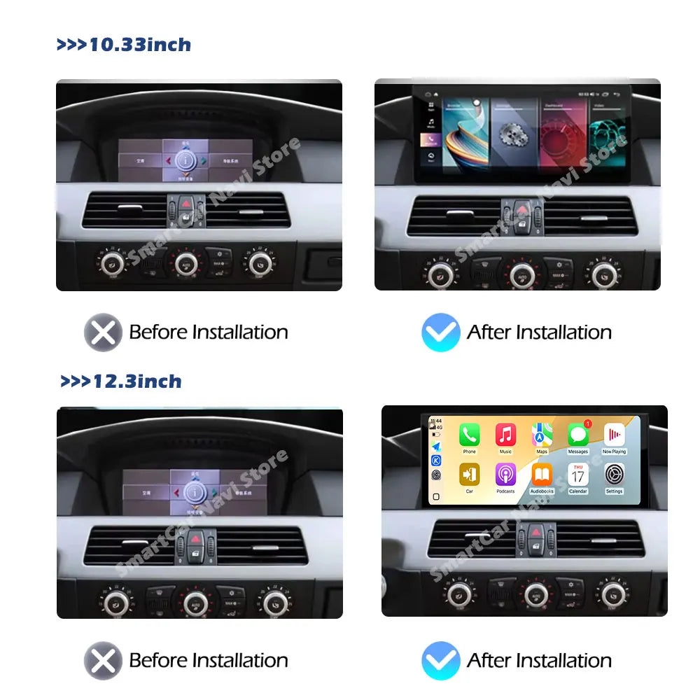 For BMW 5 Series E60 E61 E62 2005-2008 Carplay Auto Android 15 CCC CIC System Car Radio Mu