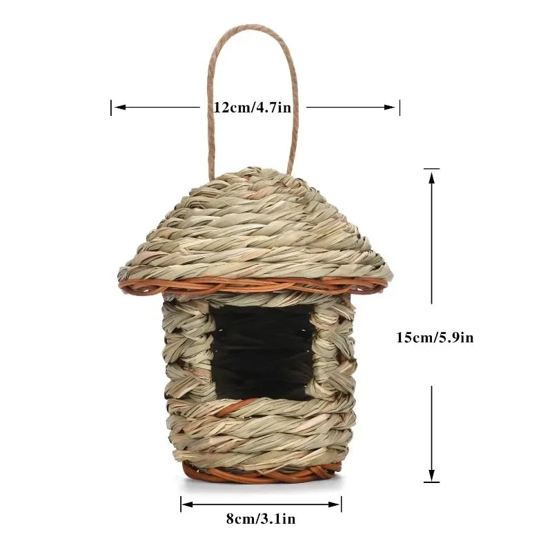 Bird House Outdoor Garden Hanging Bird Nest Hand-woven Straw Bird's Nest Parrot Hatching Breedin - Automotive LED Light