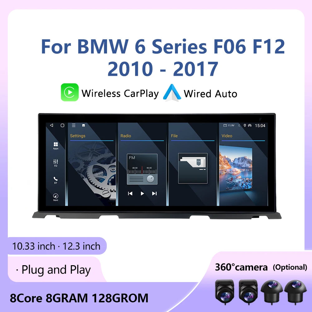 12.3'' Android 16 For BMW 6 Series F06 F12 2010- 2017 Car Radio Monitors Car DSP Touch Scr