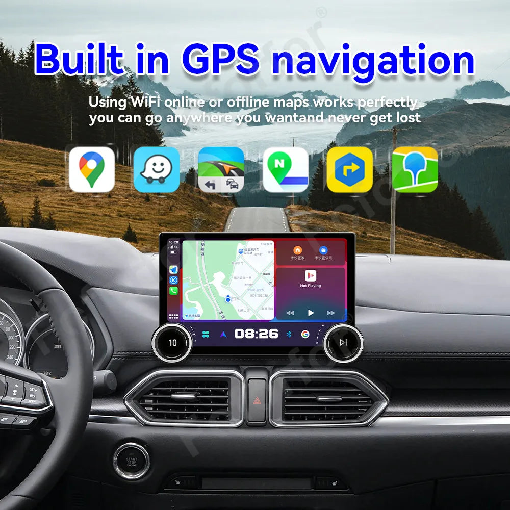 Upgrade 11.5 Inch Android 15 Ultra Clear HD Touch Screen Wireless CarPlay GPS Multimedia P
