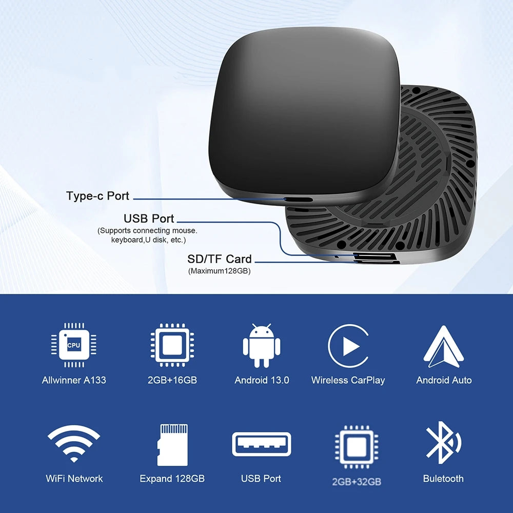 Android 13 Carplay AI Box Wireless Android Auto Smart TV Box For Youtube Netflix Toyota Ma