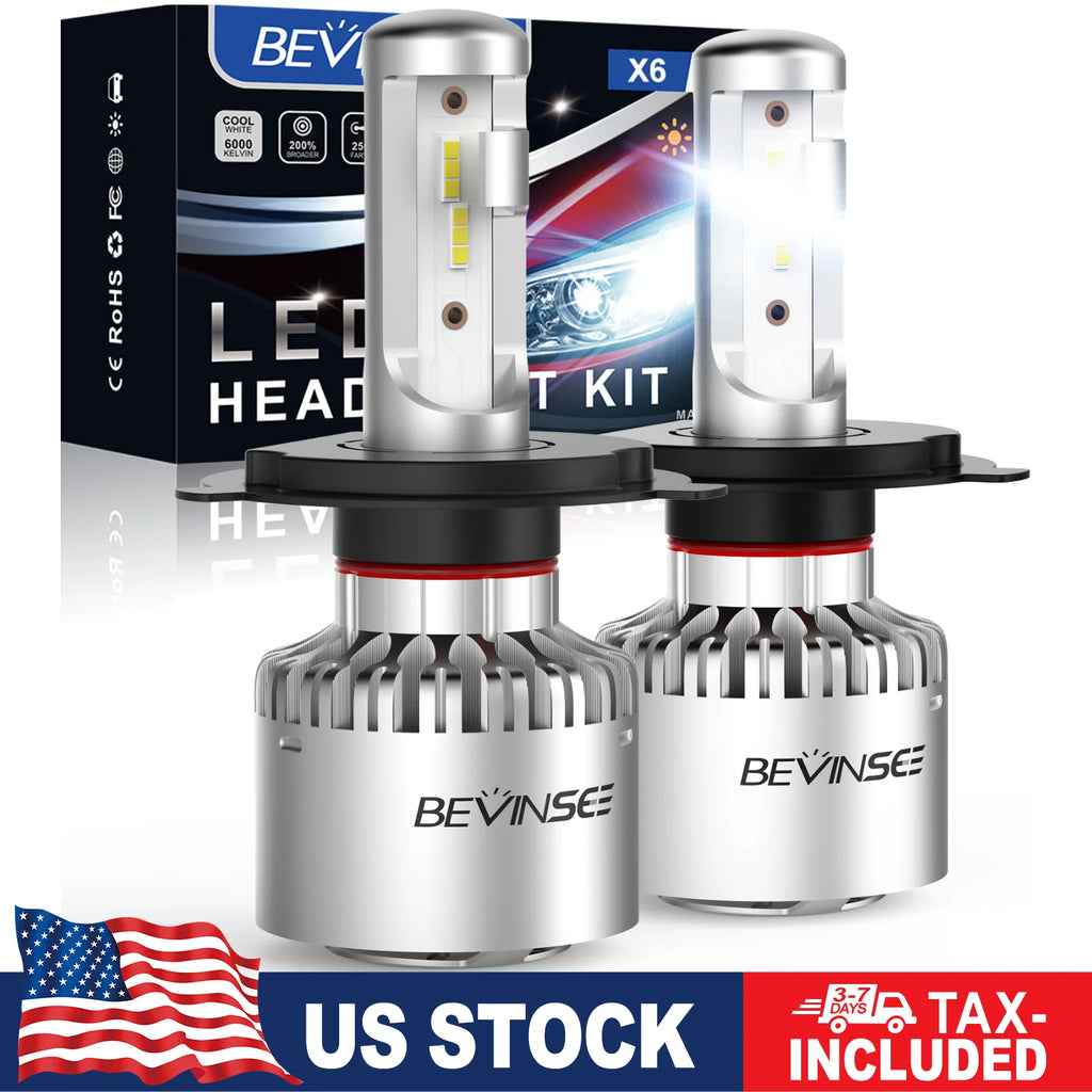 BEVINSEE H7 LED Bulbs 60W 8000LM H4 9003 HB2 High and Low Beam LED Headlight Bulb 9005 HB3