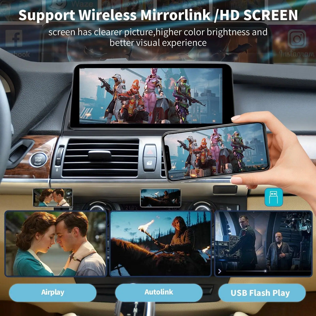 10.25" Wireless CarPlay Android Auto Multimedia Display Touch Screen For BMW X5 E70 X6 E71 | AUTOKITSHOP