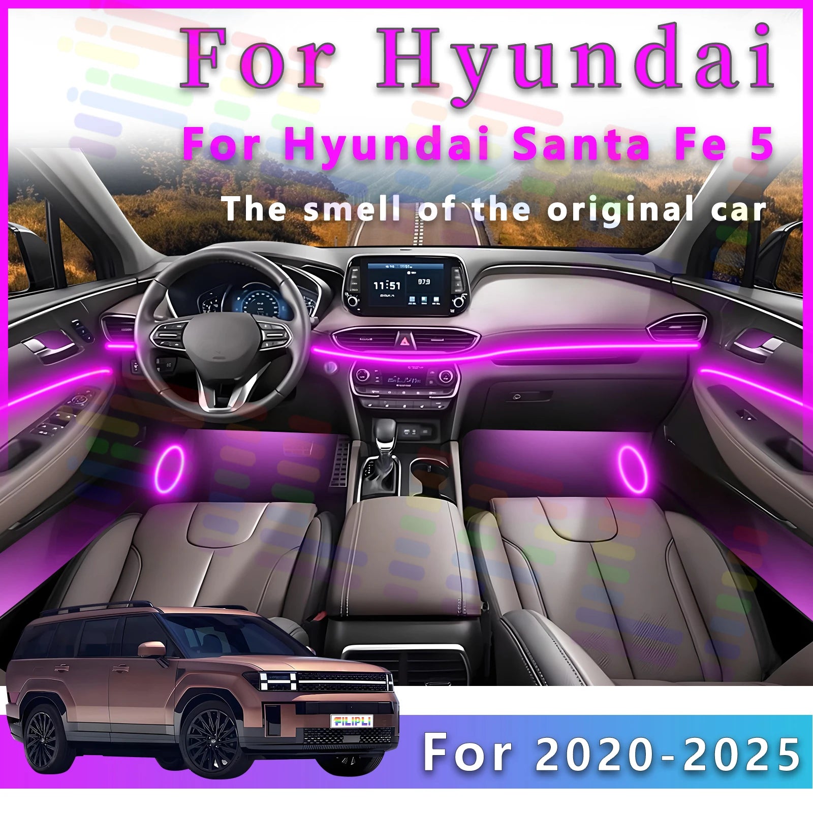 RGB - Ambient Light - for Hyundai MX5 2020-2025 - App Control - Car Interior Lighting | AUTOKITSHOP