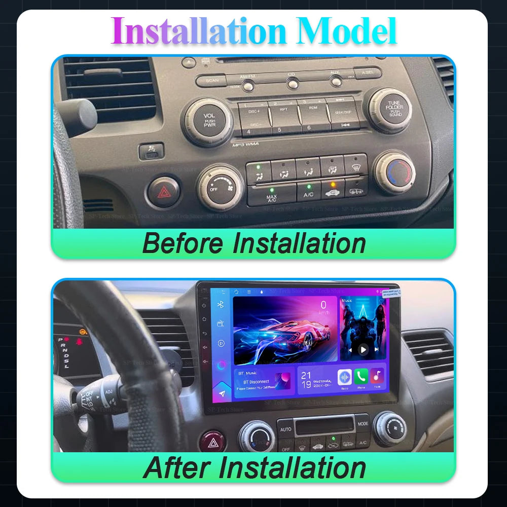 10" Android 16 For Honda Civic 8 2005 - 2012 Carplay Car Stereo Radio Multimedia Player Na | AUTOKITSHOP