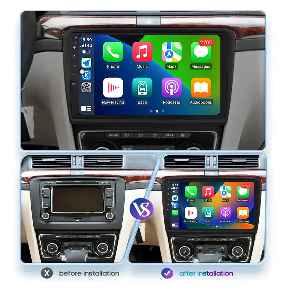 Wireless Carplay Android 16 Auto For Skoda Superb 2 2008-2015 Car Video Radio Multimedia P