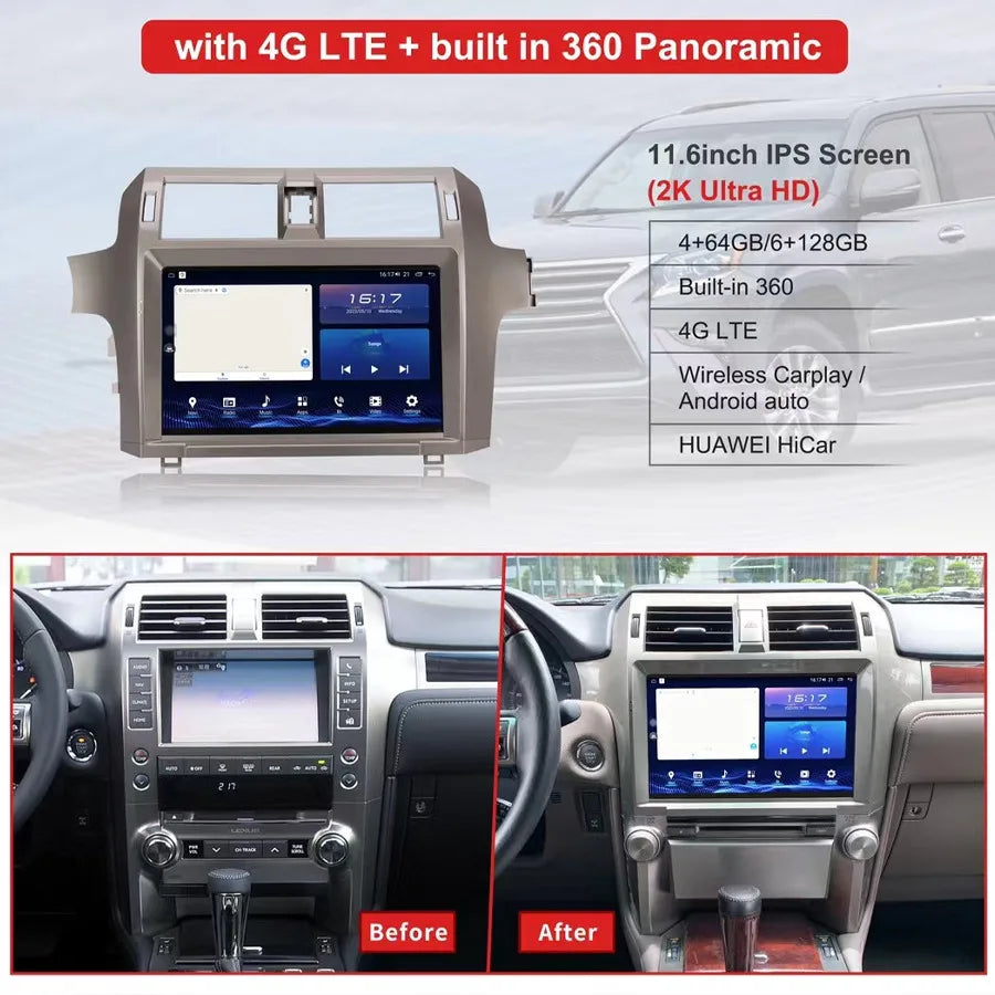 11.6inch Big Screen For Lexus GX400/460 2010-2020 Android Head Unit Carplay GPS Navigation | AUTOKITSHOP