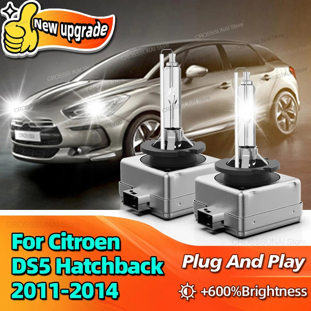 35W HID Xenon Headlight Bulb 6000K Car Light 10000LM Bright Lamp For Citroen DS5 Hatchback