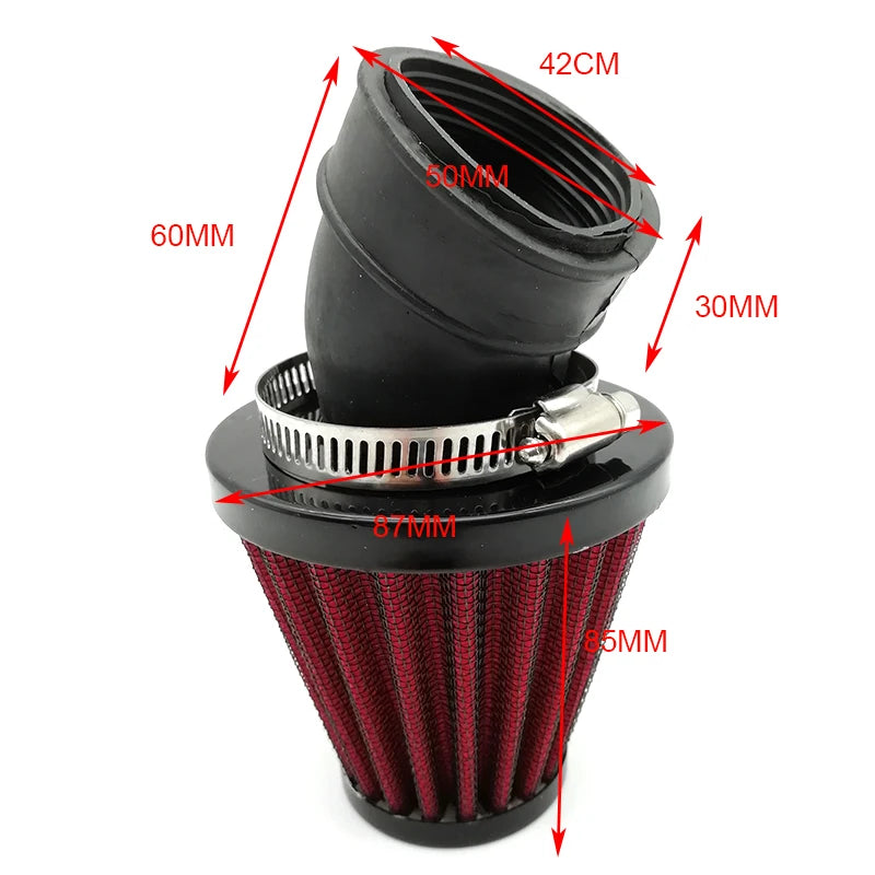 42mm Air Filter Pod 45 Angled Bend ATV Dirt Bike Motorcycle Scooter 150cc-250cc