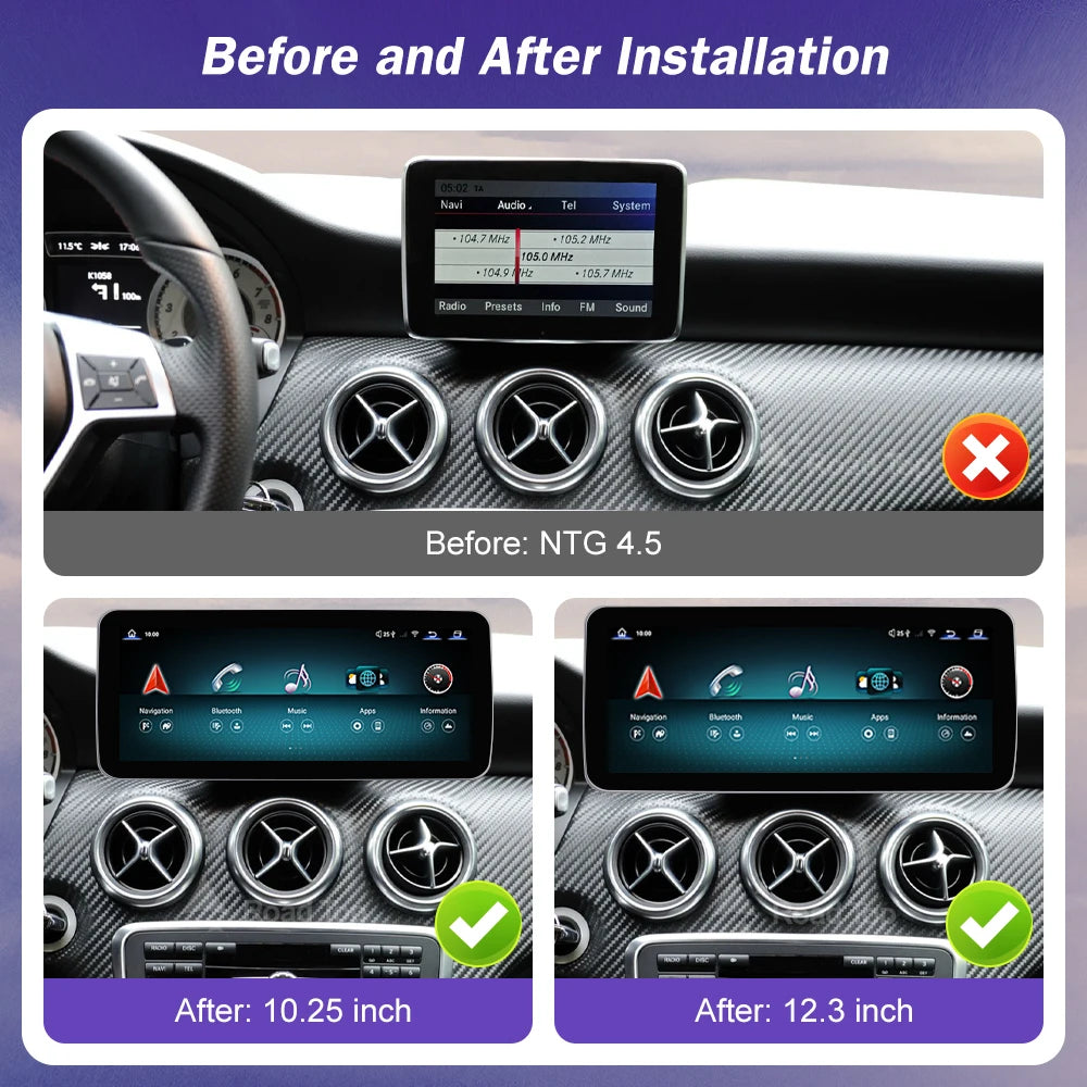 Android 13 Car Multimedia Screen for Mercedes Benz GLA CLA A/B CLASS W176 X117 X156 W463 W | AUTOKITSHOP