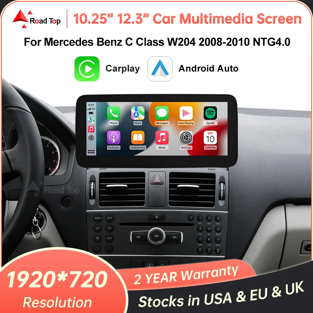Wrieless CarPlay Android Auto Car Multimedia Linux Touch Screen for Mercedes Benz C Class  | AUTOKITSHOP