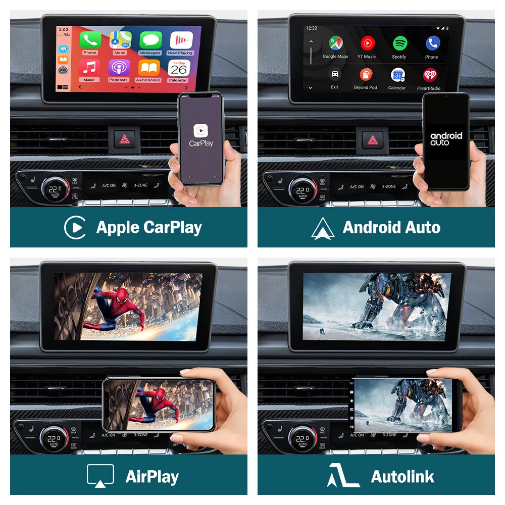 CN RoadTop Linux Wireless CarPlay Android Auto Interface for Audi A4 A5 2016-2019, with Mi