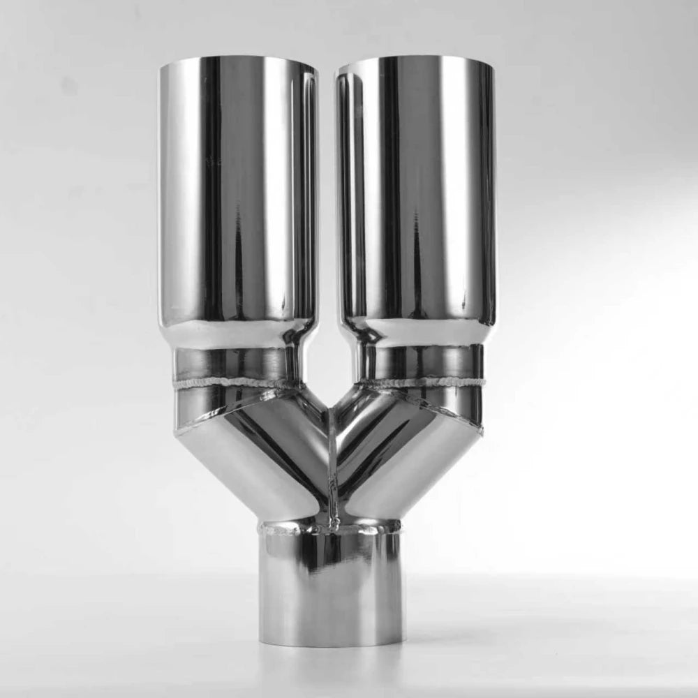 2.5" Inlet 3" Outlet Stainless Steel Exhaust Muffler Tip Pipes Universal - Automotive LED Light