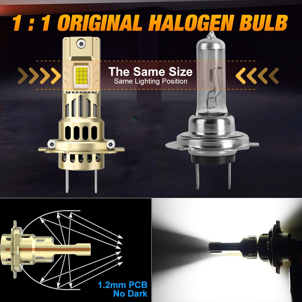 H7 LED Headlight Canbus 400W 25000LM Light Bulbs for Car With Fan Turbo Lamp 6500k Auto LE