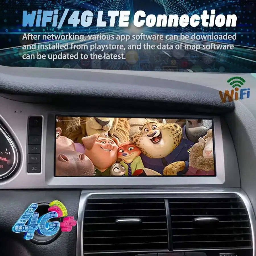 Qualcomm 665 GPS Navi Bluetooth DSP Android 14 Video Player Stereo For Audi Q7 2005-2015 A