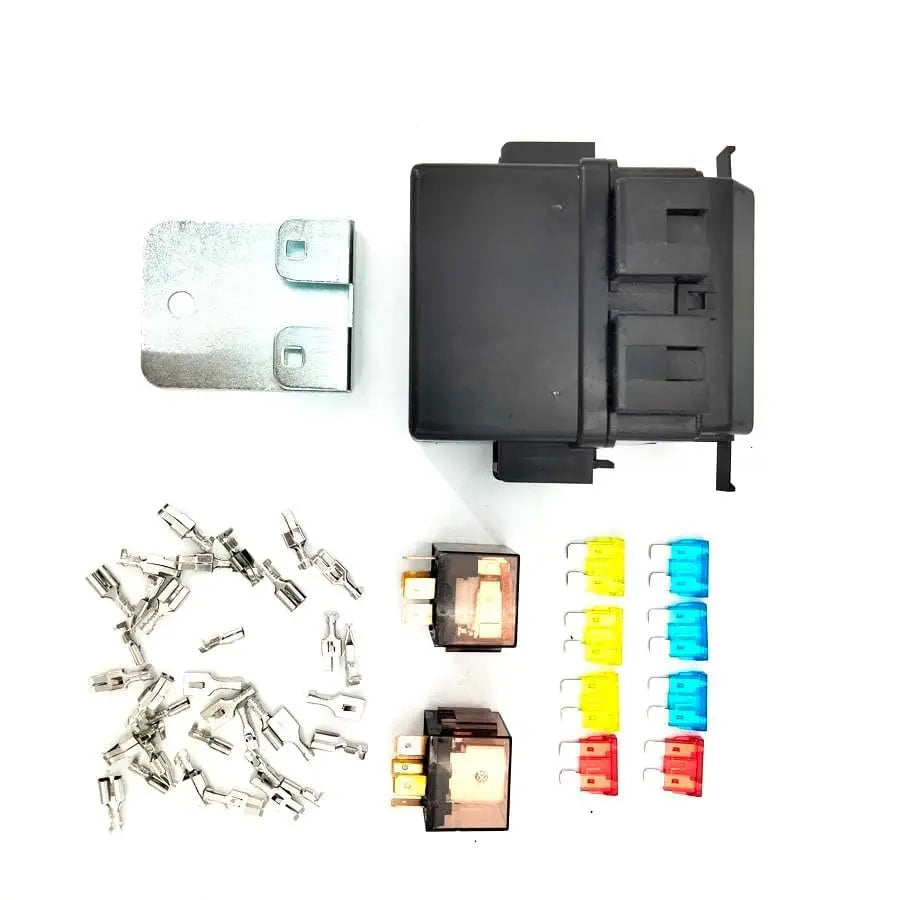 2-Way Fuse Box Block Holder with 2 Relays 8 Fuse Blade For 12V Automotive Marine