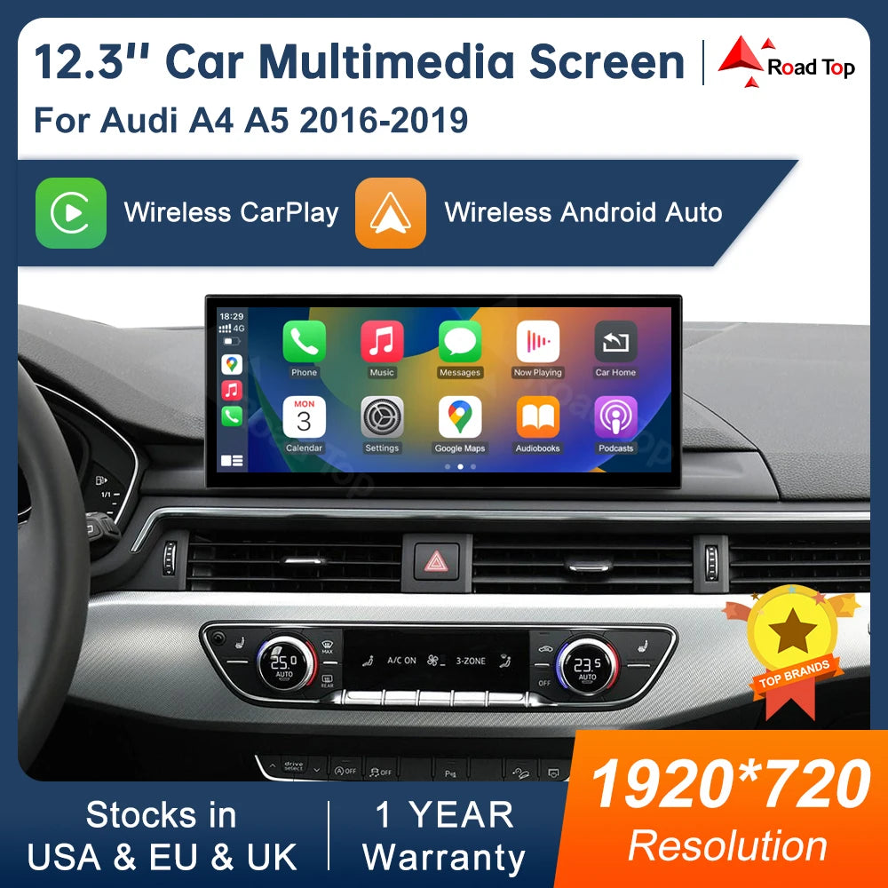 12.3inch Multimedia Display Touch Screen For Audi A4 S4 A5 S5 2014-2019 Airplay Miracast F | AUTOKITSHOP